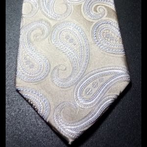 Michael Kors Gold & Blue Paisley 100% Silk Tie